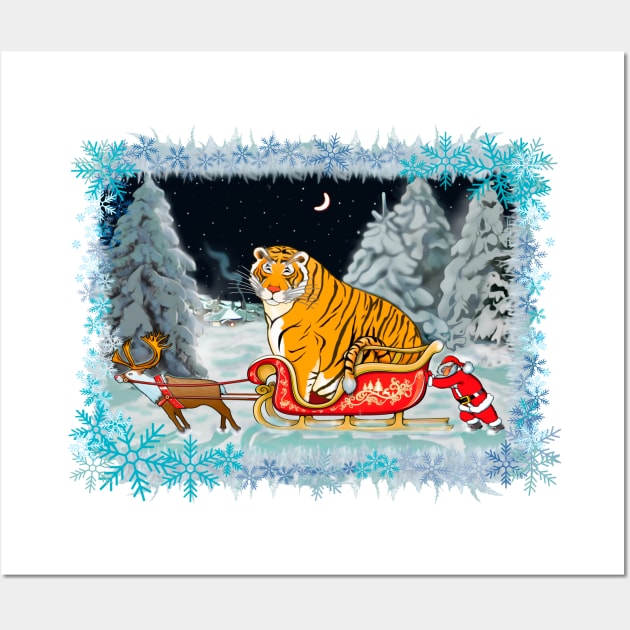 Christmas Tiger Delivery Mission for Secret Santa / Year of the Tiger /New Year 2022/ Tiger 2022 Wall Art by SafSafStore